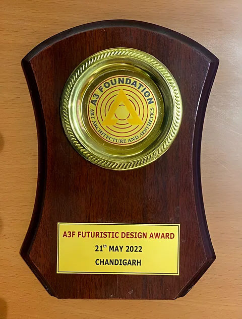 A3F Futuristic Design Award plaque