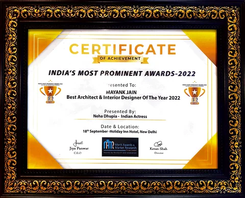 India’s Most Prominent Awards 2022 certificate