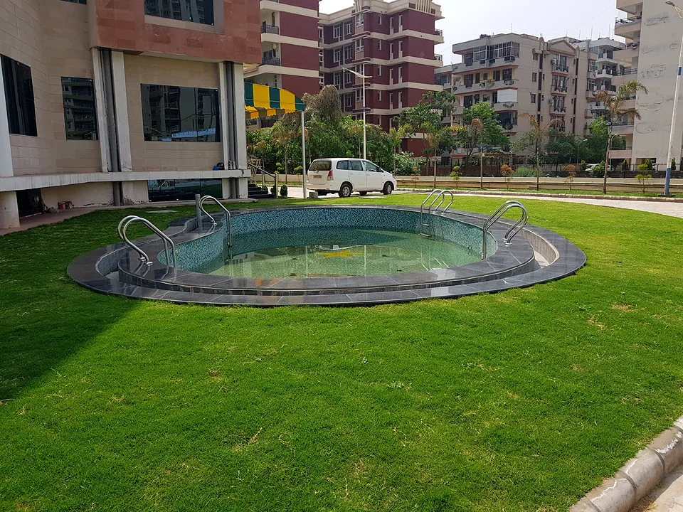 Swimming pool and lawn